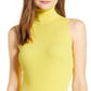 Anne Klein Blusa Feminina Gola Alta Canelada Sem Mangas Amarela Tamanho X-S