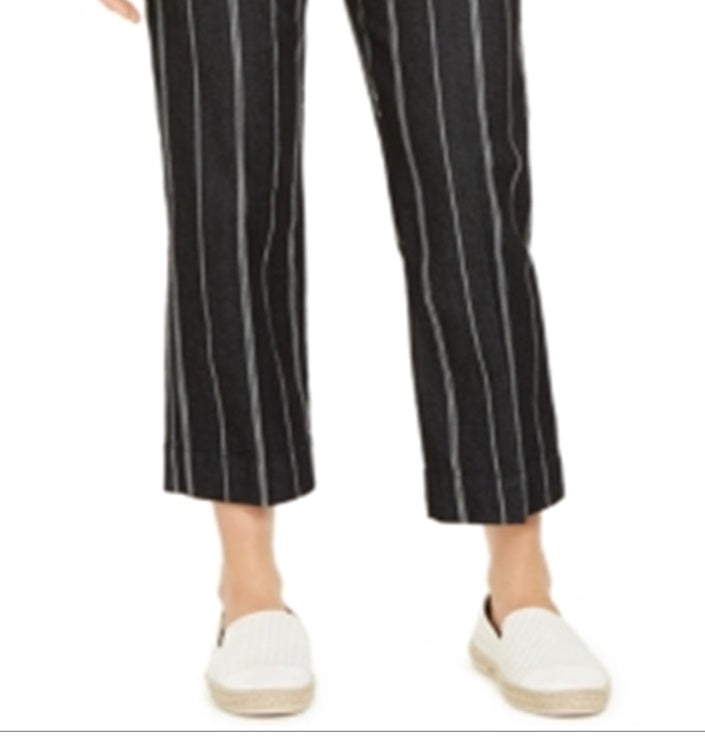Calça cropped listrada feminina Charter Club com controle de barriga, azul, tamanho 10