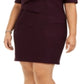 Vestido tubinho acima do joelho com decote em joia e manga curta canelada Connected feminino, tamanho 18W, roxo