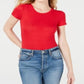 Camiseta feminina Free People com nervuras para bebê, vermelha, tamanho médio