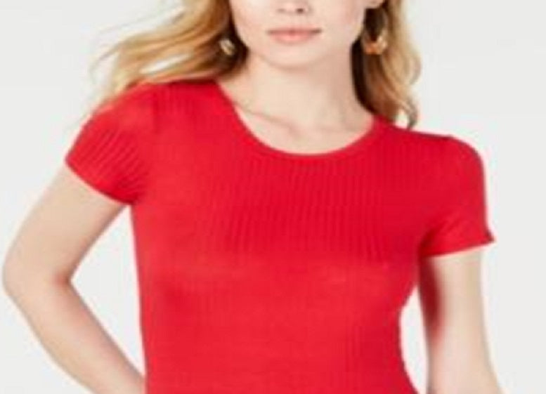 Camiseta feminina Free People com nervuras para bebê, vermelha, tamanho médio