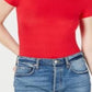 Camiseta feminina Free People com nervuras para bebê, vermelha, tamanho médio