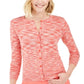 Cardigan feminino com botões tingidos no espaço, rosa, tamanho pequeno, Charter Club