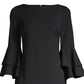 Vestido Calvin Klein Feminino Manga Sino Comprimento Joelho Preto Tamanho 2