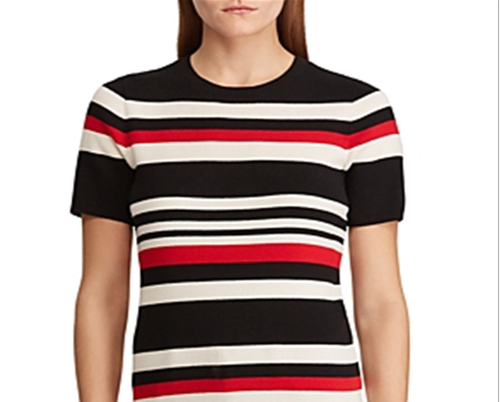 Blusa listrada de algodão mesclado Ralph Lauren, roupa feminina, preta, tamanho M