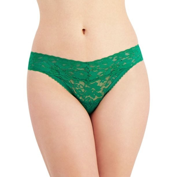 INC International Concepts Tanga feminina de renda lisa - Verde, tamanho pequeno