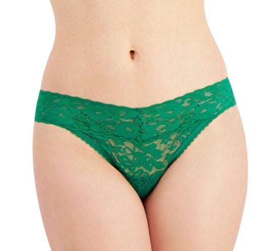 INC International Concepts Tanga feminina de renda lisa - Verde, tamanho pequeno