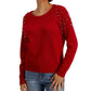 INC International Concepts Suéter Feminino com Renda e Anel Enfeitado e Falso, Vinho, Tamanho X-Grande