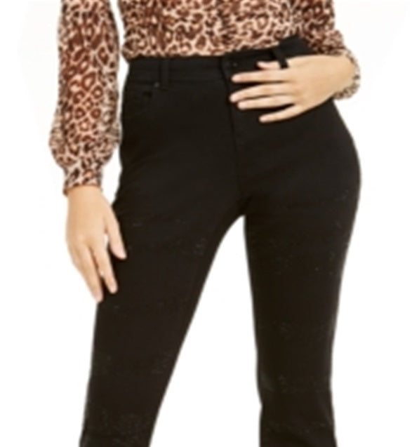 Calça jeans skinny feminina com estampa de zebra e curvas da INC International Concepts, preta, tamanho 4