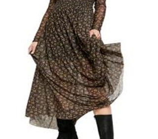 Vestido midi de malha Hello and Goodbye da Free People para mulheres, preto, tamanho grande