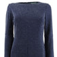 Vestido feminino Ralph Lauren Metallic Ponte Azul Tamanho 8 Petite