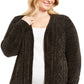 Karen Scott Cardigan Feminino Plus Size Aberto Frente Chenille Preto Tamanho 2X
