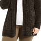 Karen Scott Cardigan Feminino Plus Size Aberto Frente Chenille Preto Tamanho 2X