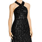 Vestido frente única com contas Adrianna Papell feminino, preto, tamanho 12