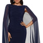 Vestido feminino Betsy Adam, capa de chiffon, vestido de malha, preto, tamanho 10