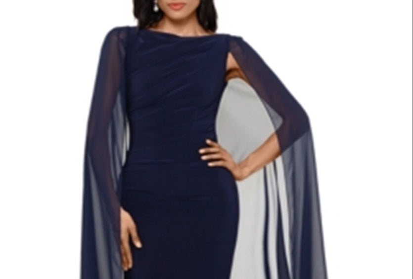 Vestido feminino Betsy Adam, capa de chiffon, vestido de malha, preto, tamanho 10
