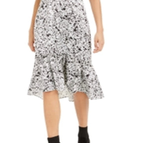 Vestido MIDI com estampa de respingos de cetim Bar III feminino, branco, tamanho 12