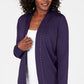 Karen Scott Cardigan Feminino de Algodão com Tachas e Frente Aberta Azul Tamanho XXG