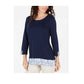 Blusa feminina Karen Scott com acabamento estampado, azul, tamanho pequeno G