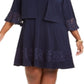 Vestido de festa feminino Jessica Howard com decote redondo e acima do joelho, azul, tamanho 20W