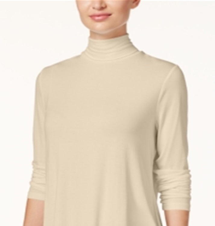 Blusa feminina de gola alta JM Collection, marrom, tamanho X-S