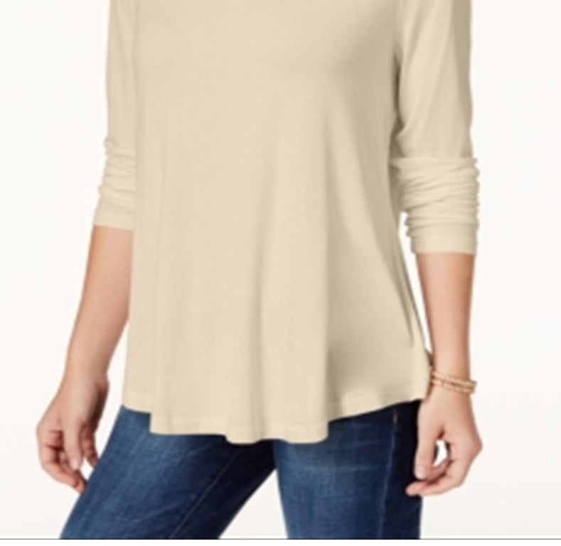 Blusa feminina de gola alta JM Collection, marrom, tamanho X-S