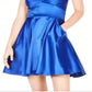 Vestido curto feminino City Studios, sem mangas, com zíper e decote coração, estilo flare, azul, tamanho 3