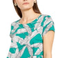 Camiseta feminina Alfani estampada com bainha redonda, verde, tamanho pequeno P