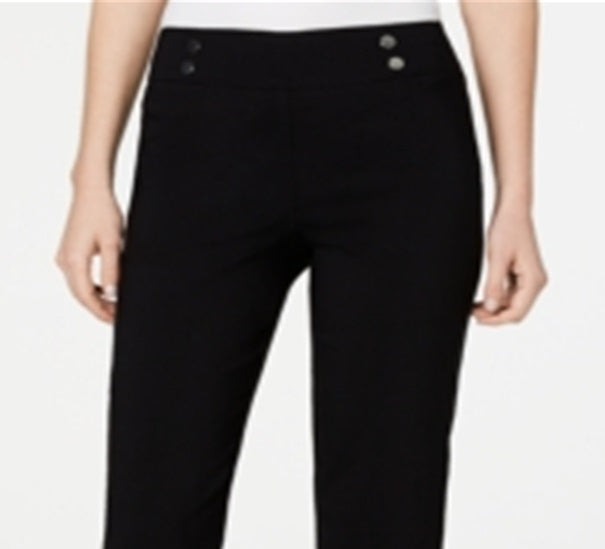 Calça feminina cropped com zíper e acabamento em zíper, tamanho pequeno, preta, JM Collection