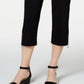 Calça feminina cropped com zíper e acabamento em zíper, tamanho pequeno, preta, JM Collection