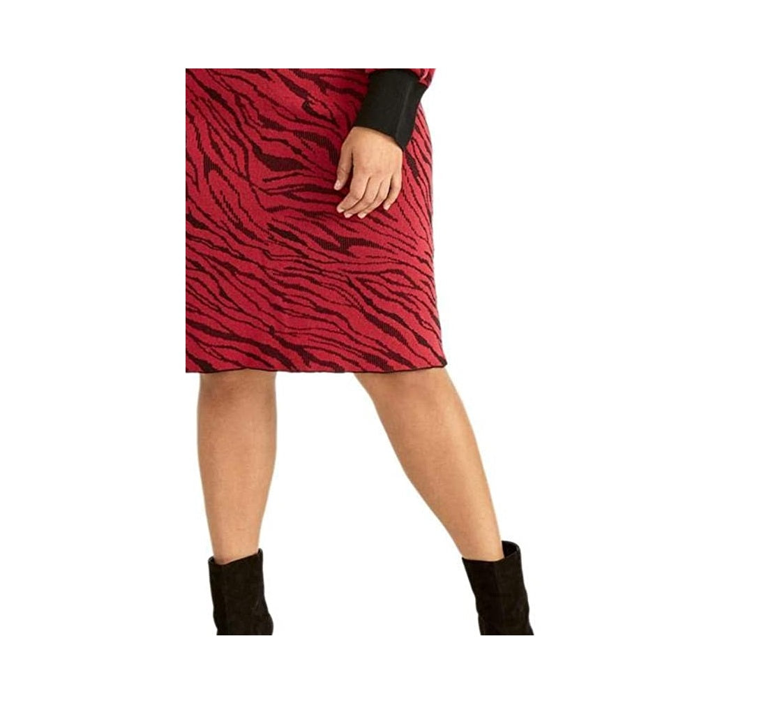 Vestido suéter Bernadette plus size da Rachel Roy feminino, combinação Redwood, tamanho 0X