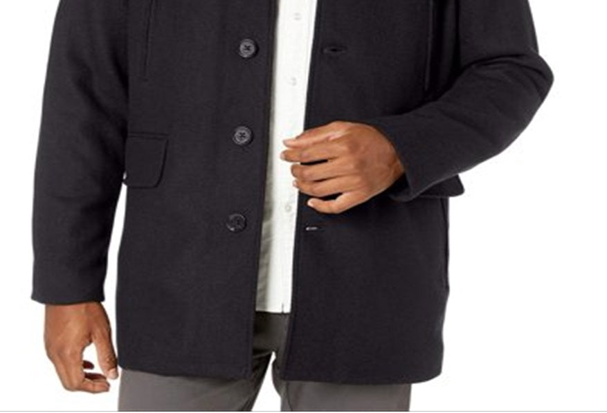 Cole Haan Casacos masculinos texturizados com gola simulada em camadas, cinza, tamanho extragrande