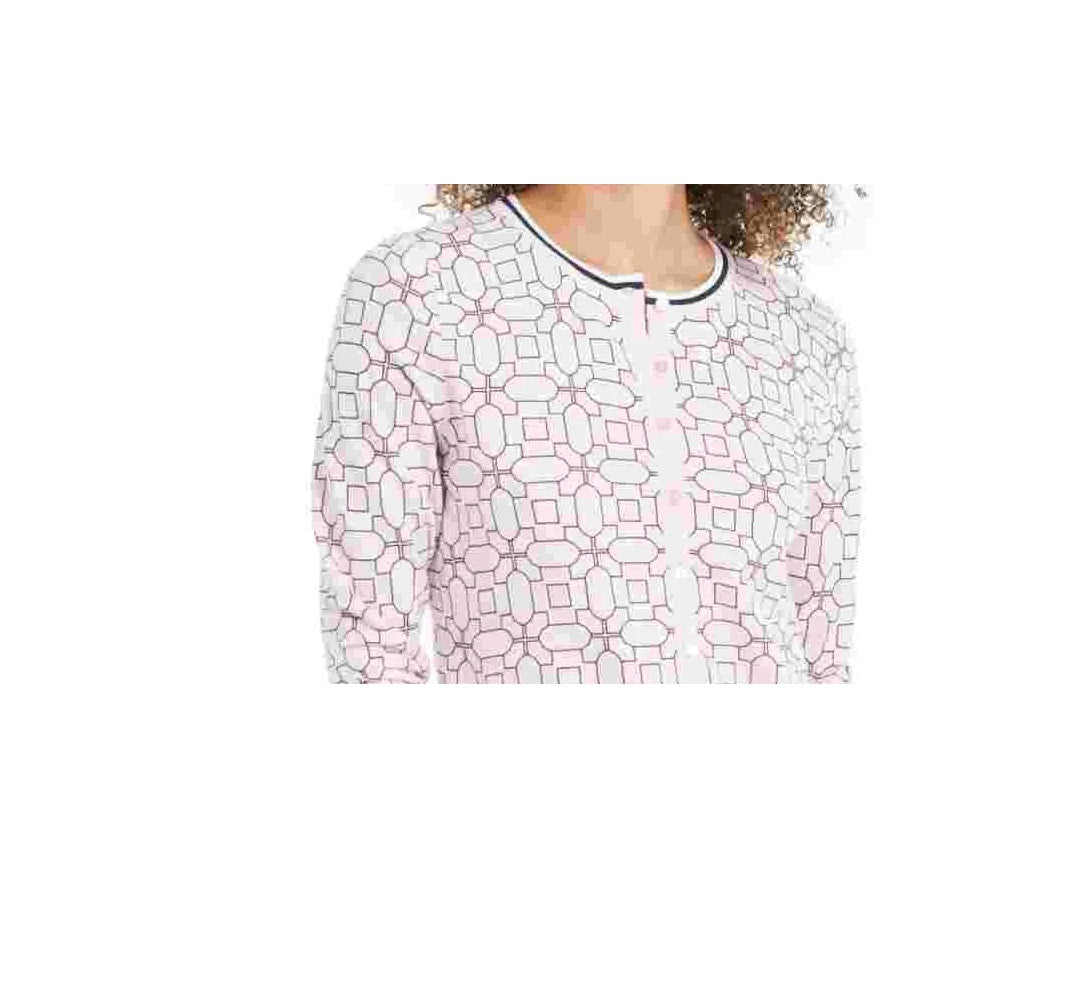 Cardigan feminino com estampa geométrica Charter Club, rosa enevoado, tamanho XS