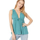 Blusa feminina sem mangas com decote em V Hi-Lo da Free People, azul, tamanho pequeno