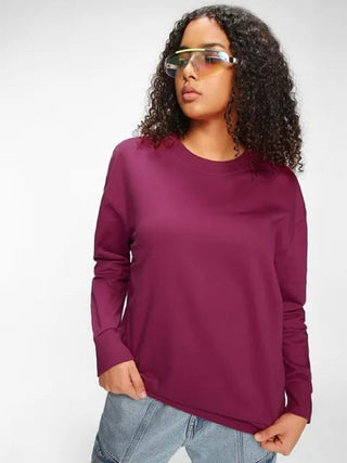 Bewakoof Moletom feminino liso e quadrado, roxo, tamanho XX-G