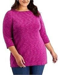 Karen Scott Blusa feminina de manga comprida Spacedye Microfleece Rosa Tamanho GG