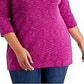 Karen Scott Blusa feminina de manga comprida Spacedye Microfleece Rosa Tamanho GG