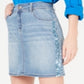 Minissaia feminina INC com bolsos e zíper e lantejoulas, azul, tamanho 4
