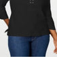 Camisa feminina Karen Scott de algodão com cadarço, preta, tamanho XX-G