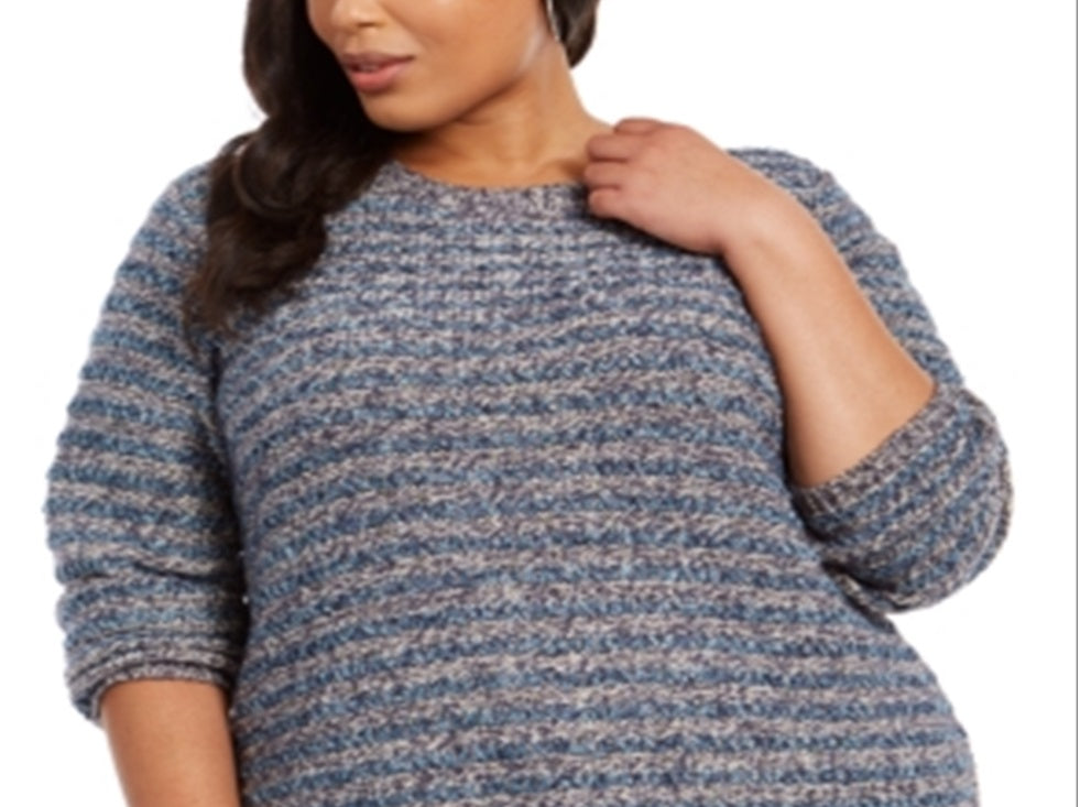 Suéter Feminino de Chenille Metálico com Fios, Azul, Tamanho 4X, Estilo &amp; Co