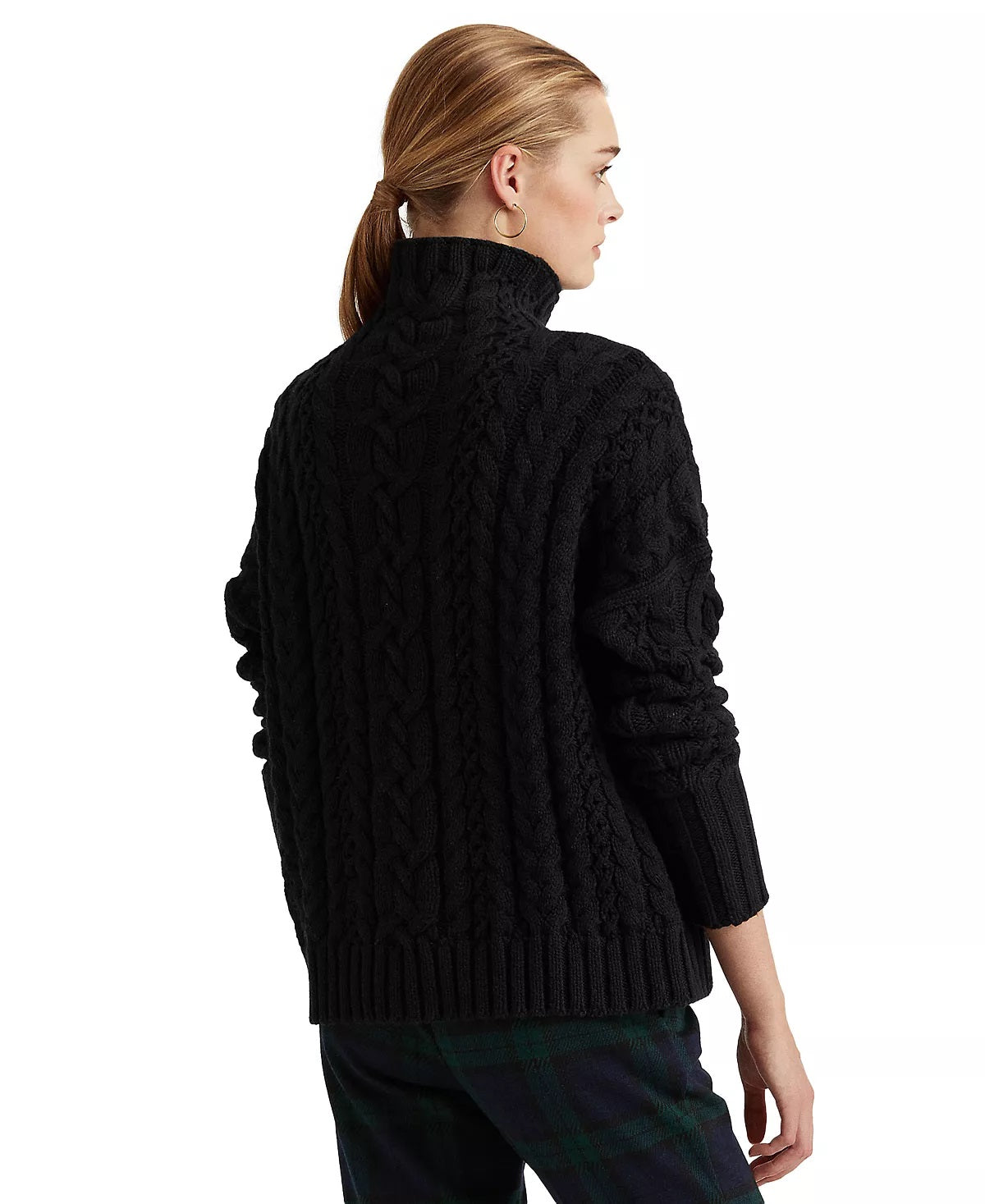 Suéter de malha plus size feminino Lauren Ralph Lauren, preto, tamanho 1X