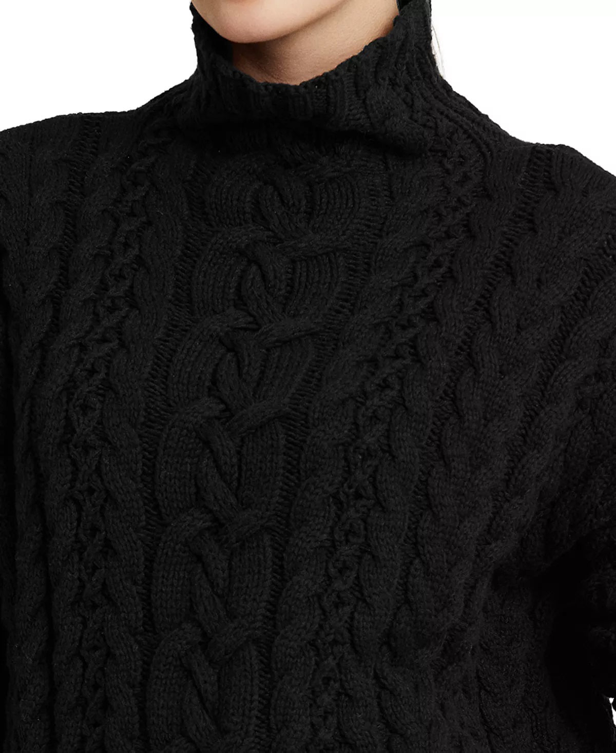 Suéter de malha plus size feminino Lauren Ralph Lauren, preto, tamanho 1X