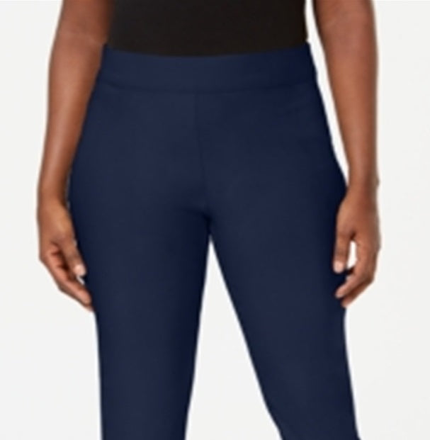 Calça feminina Karen Scott com frente lisa, tamanho XL, azul