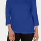 Blusa feminina Karen Scott de crochê com decote quadrado, azul, tamanho XXG