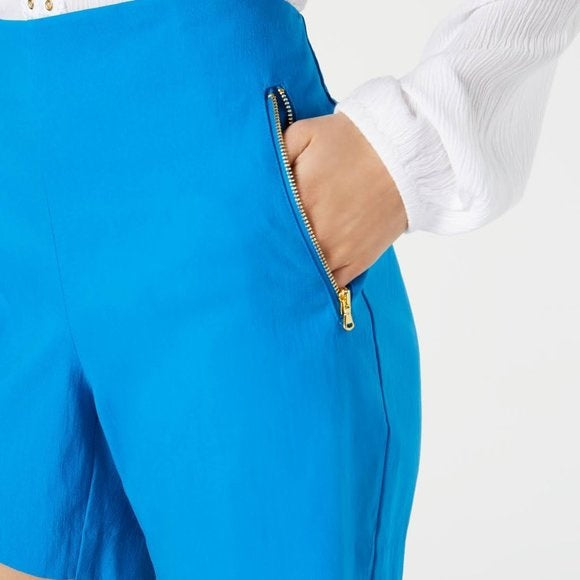 Bermuda feminina com zíper polido da INC International Concepts, azul, tamanho 12