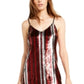 Vestido de festa curto com alças finas e lantejoulas listradas Bar III feminino, decote em V, preto, tamanho XX-S