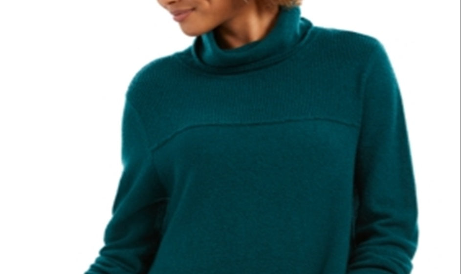 Suéter túnica feminino com costura exposta e gola simulada, verde, tamanho extragrande, estilo &amp; co