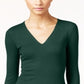 Blusa canelada feminina INC International Concepts, verde, tamanho grande