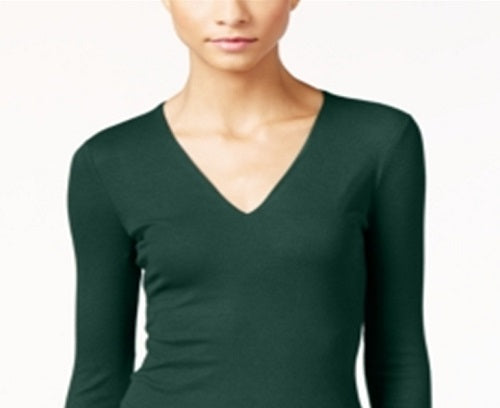 Blusa canelada feminina INC International Concepts, verde, tamanho grande