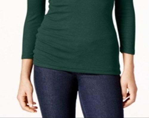 Blusa canelada feminina INC International Concepts, verde, tamanho grande